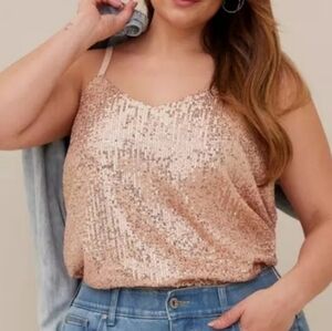 Torrid Sophie Sequin Swing Rose Gold Cami Tank
